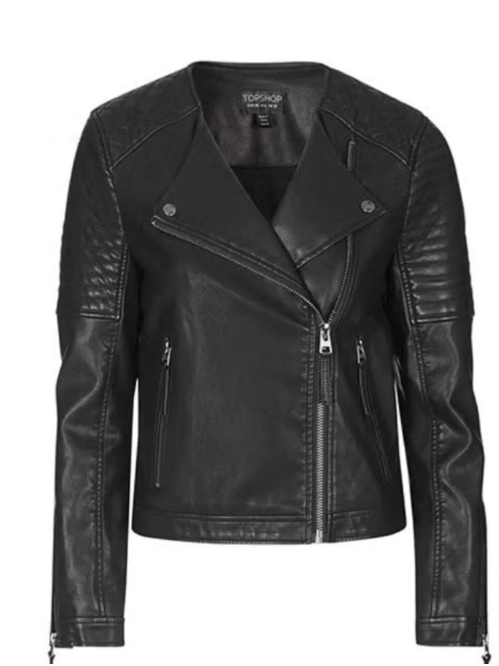 Topshop Black Quilted Faux Leather Jacket